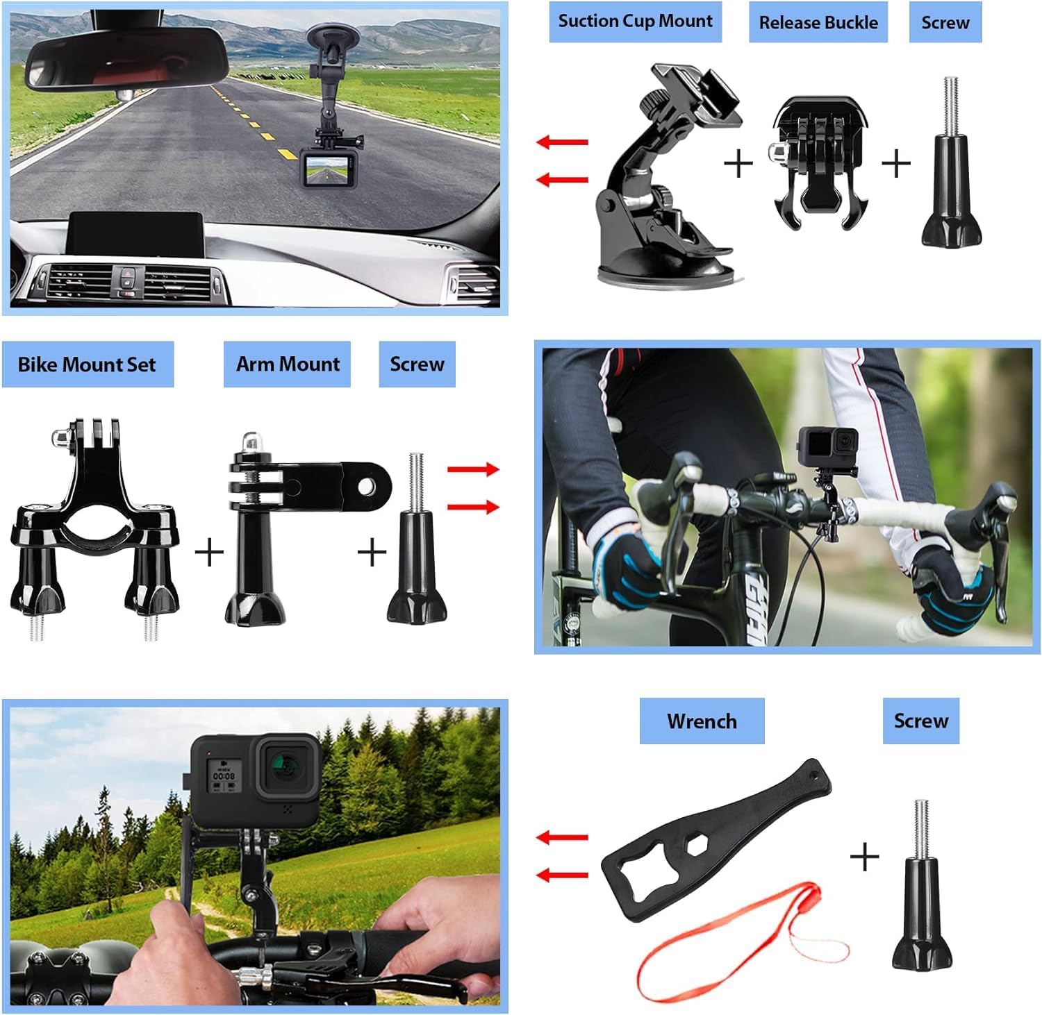 کیت لوازم جانبی 50 تکه مناسب برای دوربین ورزشی گوپرو